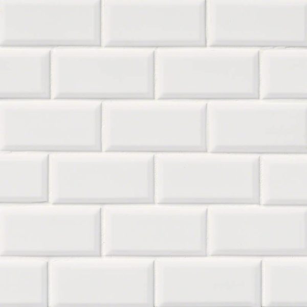 Domino White Glossy Subway Tile Beveled 2×4