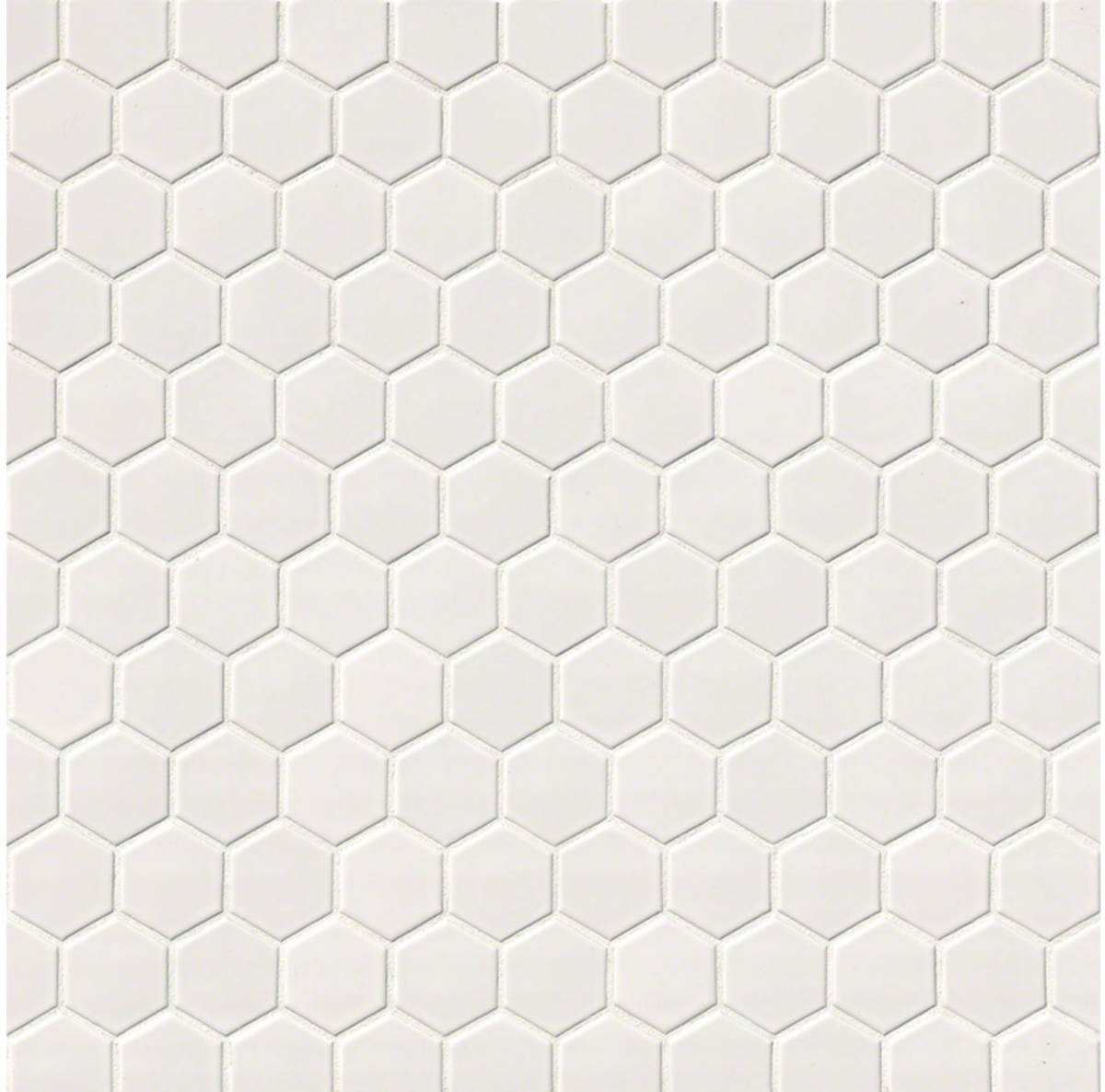 White Glossy 2x2 Hexagon Mosaic